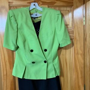 Stirling Cooper Lime Green Jacket and Skirt (Sz 12